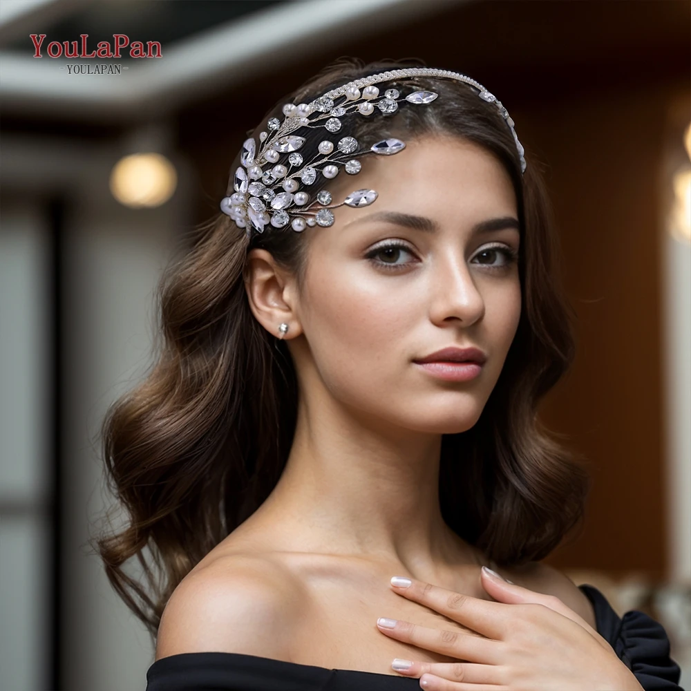 

TOPQUEEN Bridal Headdress Wedding Headband Handmade Woman Hair Accessories Bride Headpiece Girls Bridesmaid Head Hoop HP582