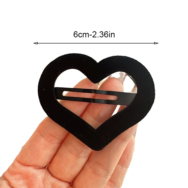 5 قطع من النسخة الكورية، مشبك شعر مجوف على شكل قلب مخملي بسيط، مشبك جانبي متعدد الاستخدامات للفتيات بنصف علوي، مشبك شعر