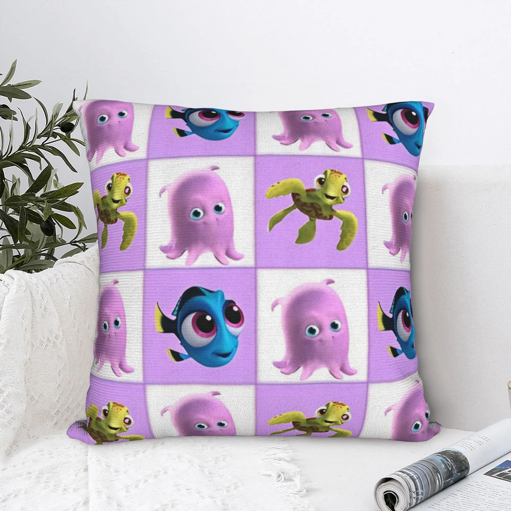 Finding Nemos Dorys Bruce Squirt Crush Square Pillow Covers Polyester Living Room  Cushion Case Cool Decorative Pillowcase 45*45