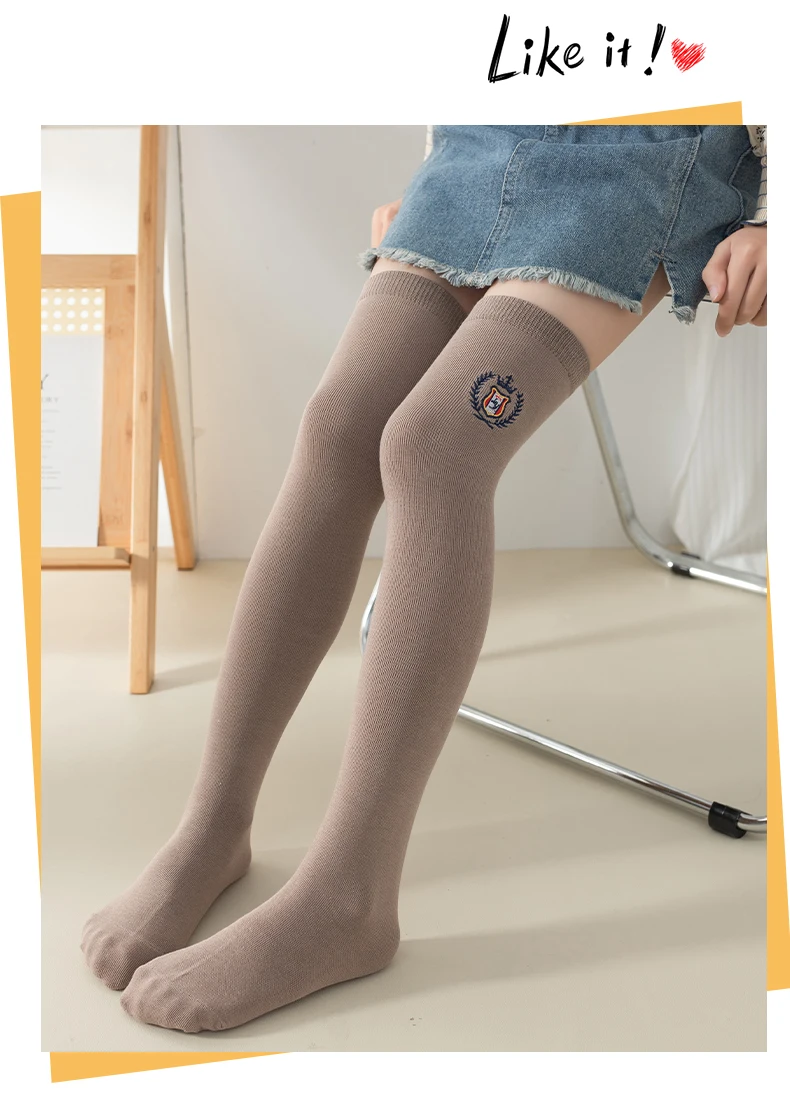 Baby Mädchen Baumwolle warm über dem Knie hohe Socken Prinzessin Baby bestickt Abzeichen jk lange Socke Anti-Pilling Kinder Studenten Strümpfe – Detail 9