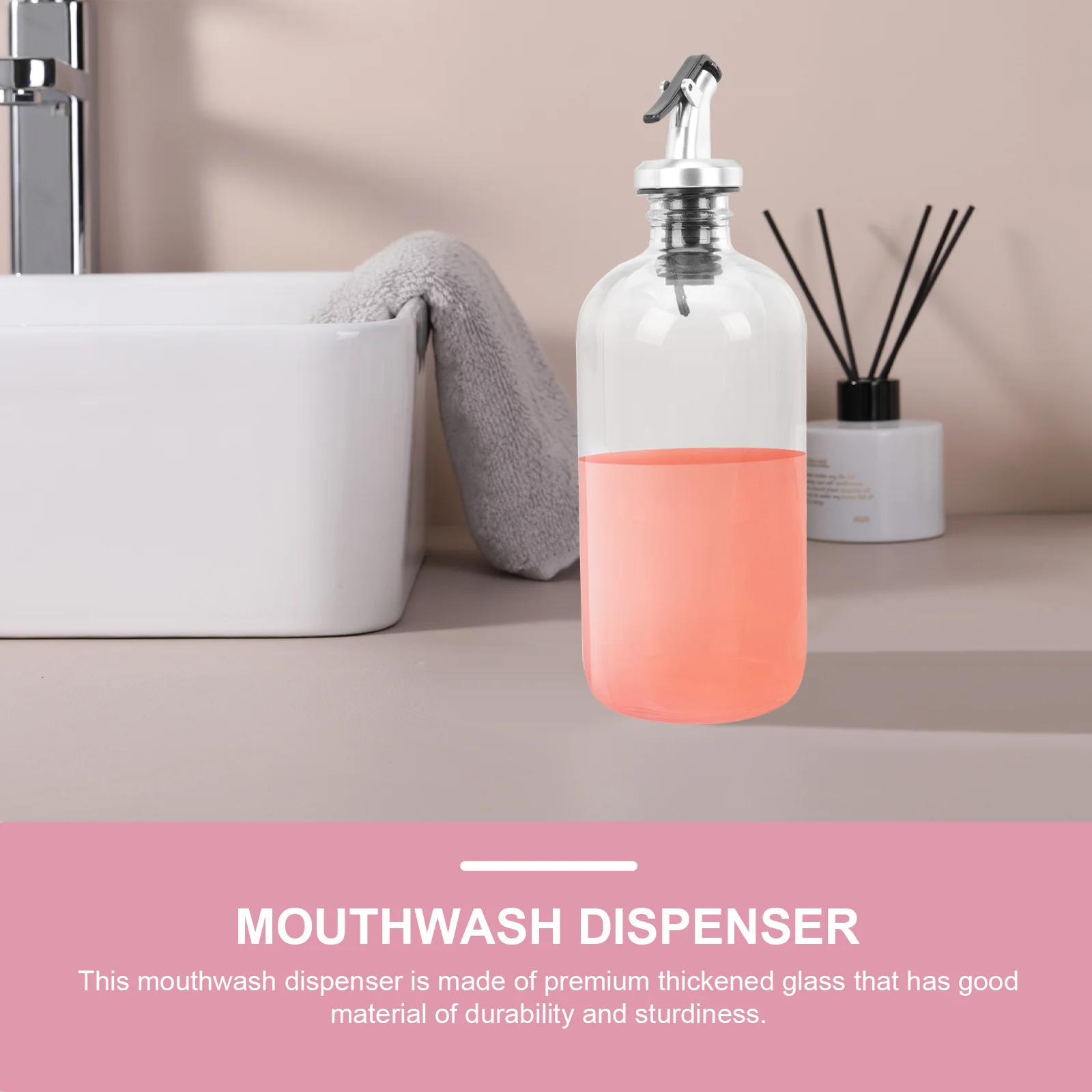 

1Set Mouthwash Dispenser Set Glass Mouth Wash Dispenser Bathroom Supplies Refillable Bottle Funnel Mouth Wash Storage