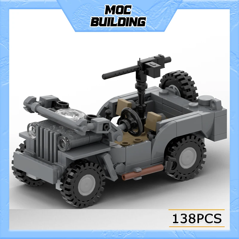 MOC Military Series Jeep Model Building Blocks 1:35 Scale Light Truck DIY Assemble Bricks Creative Car Toys Collection Gifts