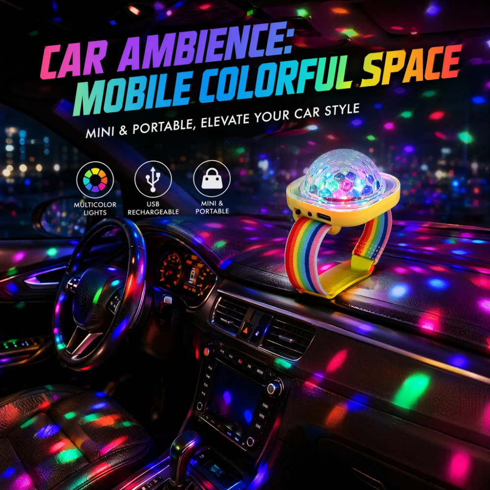 Tragbare LED-Lampe, Nacht-Stroboskop-Uhr, Armband, USB-Aufladung, sprachgesteuert, mit Saugnapf für Raumdekoration, Auto, Tanz, Club, Party