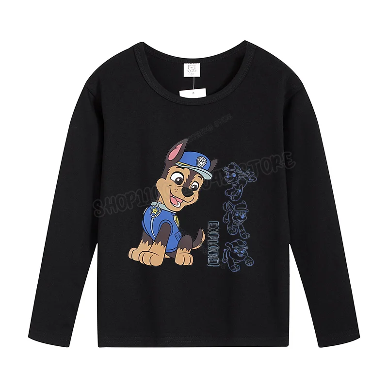 Ropa de la patrulla canina para niño y niña, camiseta de manga larga de algodón, ropa Chase Skye, camisetas cómodas, camisa Base de dibujos