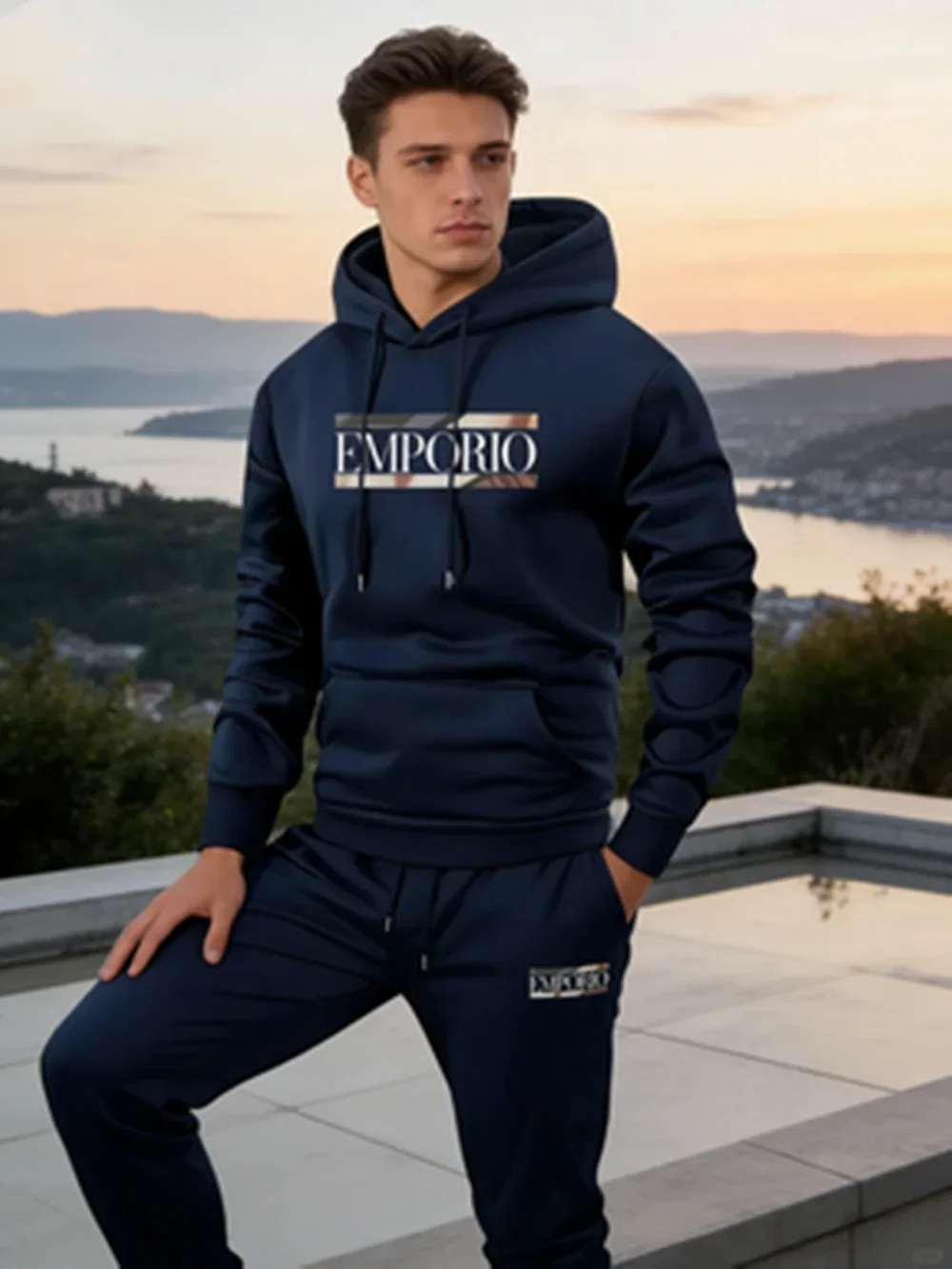 

Мужская толстовка с капюшоном 2025 года, мужская одежда, спортивная рубашка с принтом, мужской костюм, комплект спортивной куртки и брюк, новый мужской капюшон