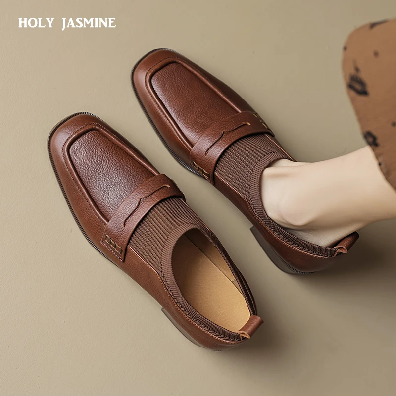 

Туфли-лодочки женские из натуральной кожи, с круглым носком, на среднем каблуке