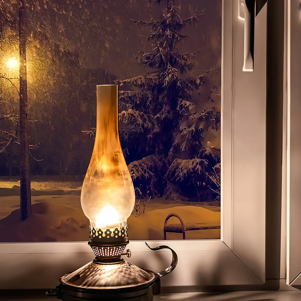 2 Pcs Kerosene Lamp Shade Lantern Glass Chimney Oil Replacement Parts Small Cover for