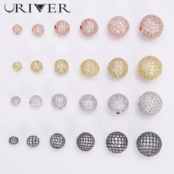 Grânulos para fazer jóias ouro prata cor acessórios pavimentado zircão espaçador grânulo corda frisado diy colar pulseira corrente encantos