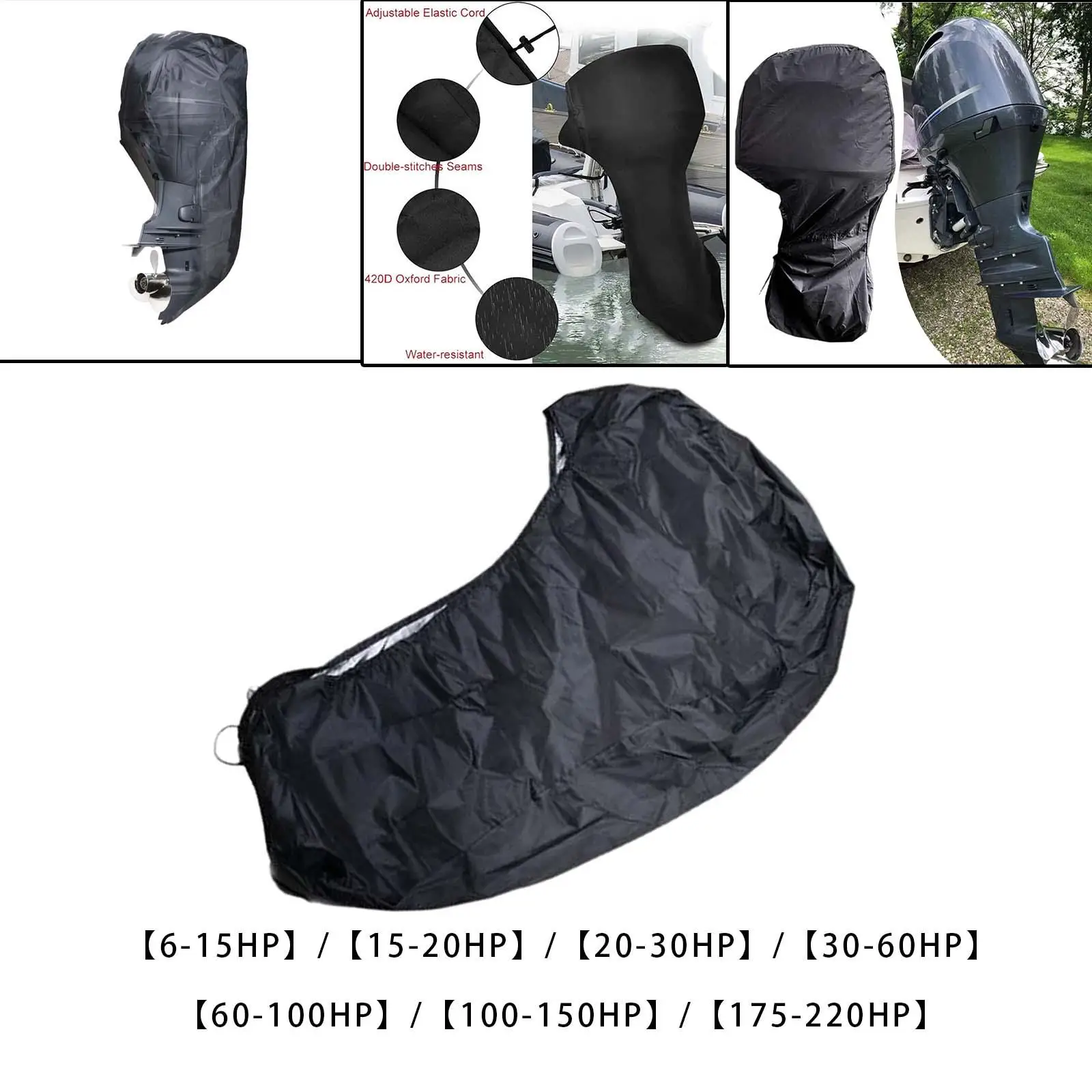 Universal Oxford Cloth Outboard Motor Cover Anti Scratch Hood Replacement for Boat Engine Maintenance