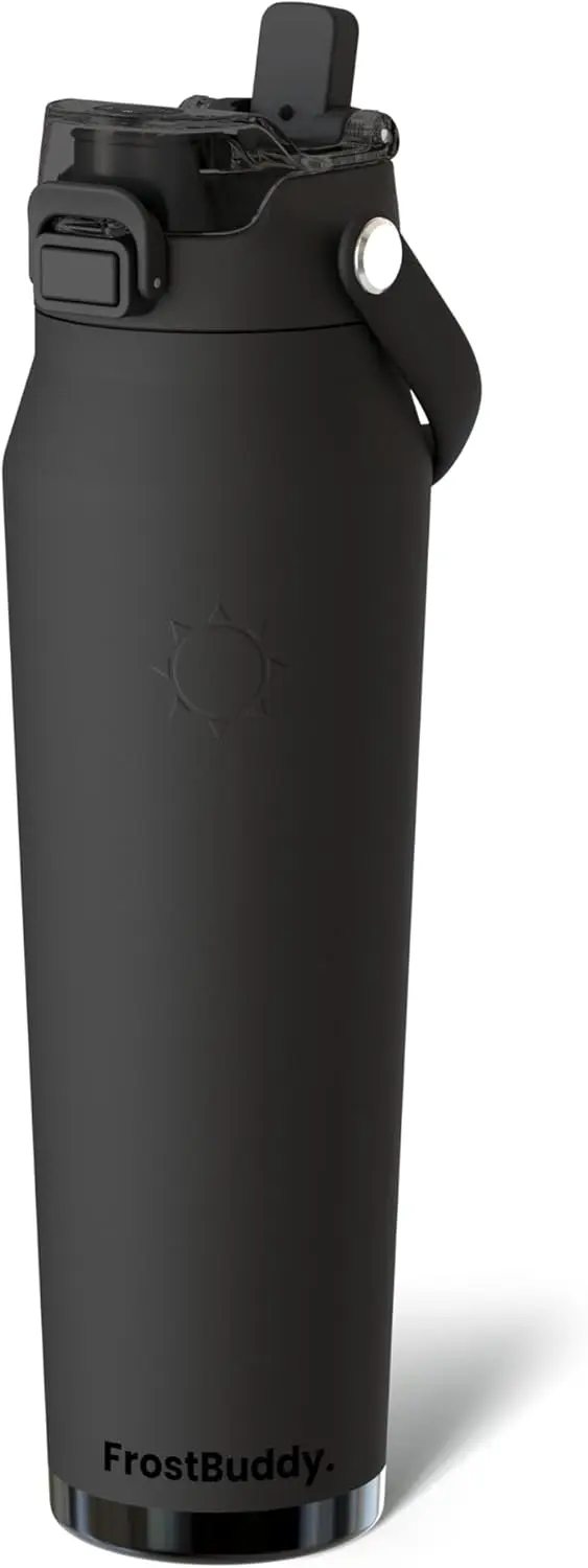 

32oz Insulated Water Bottle with Straw & Chug Lid, Leak-Proof Stainless Steel, Keeps Cold 24hrs, Sweat-Proof, Fits Cup Holder –