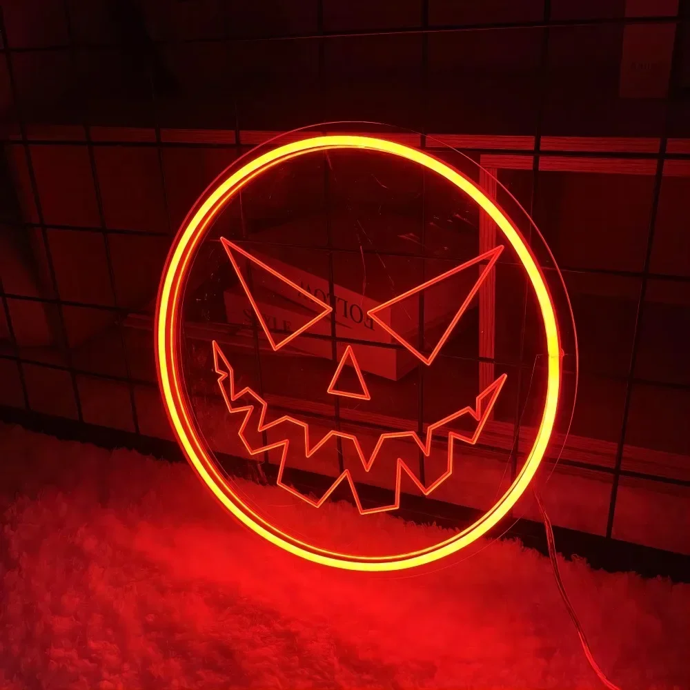 Imagem -03 - Halloween Ghost Face Neon Engrave Sign Luzes Led Personalizadas para Presentes Lâmpada na Parede Decoração da Sala de Jogos Decoração de Café