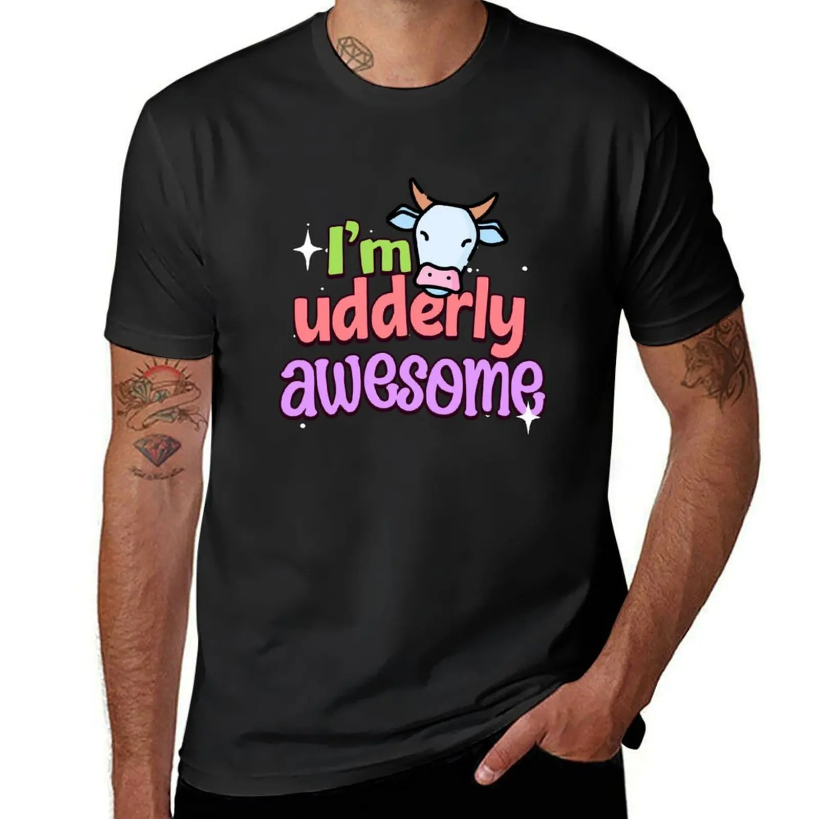 I’m udderly awesome T-Shirt boys animal print summer clothes sweat black t shirts for men