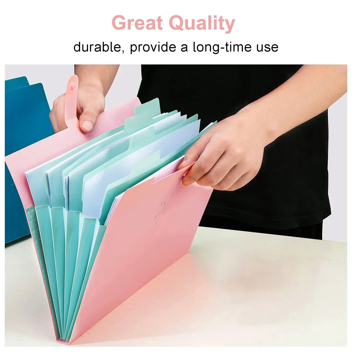 A4 Multi-layer Folder Button File Bag File Bag Candy Color Five Grid Organ Bag Large Capacity Korean Simple Office Stationery