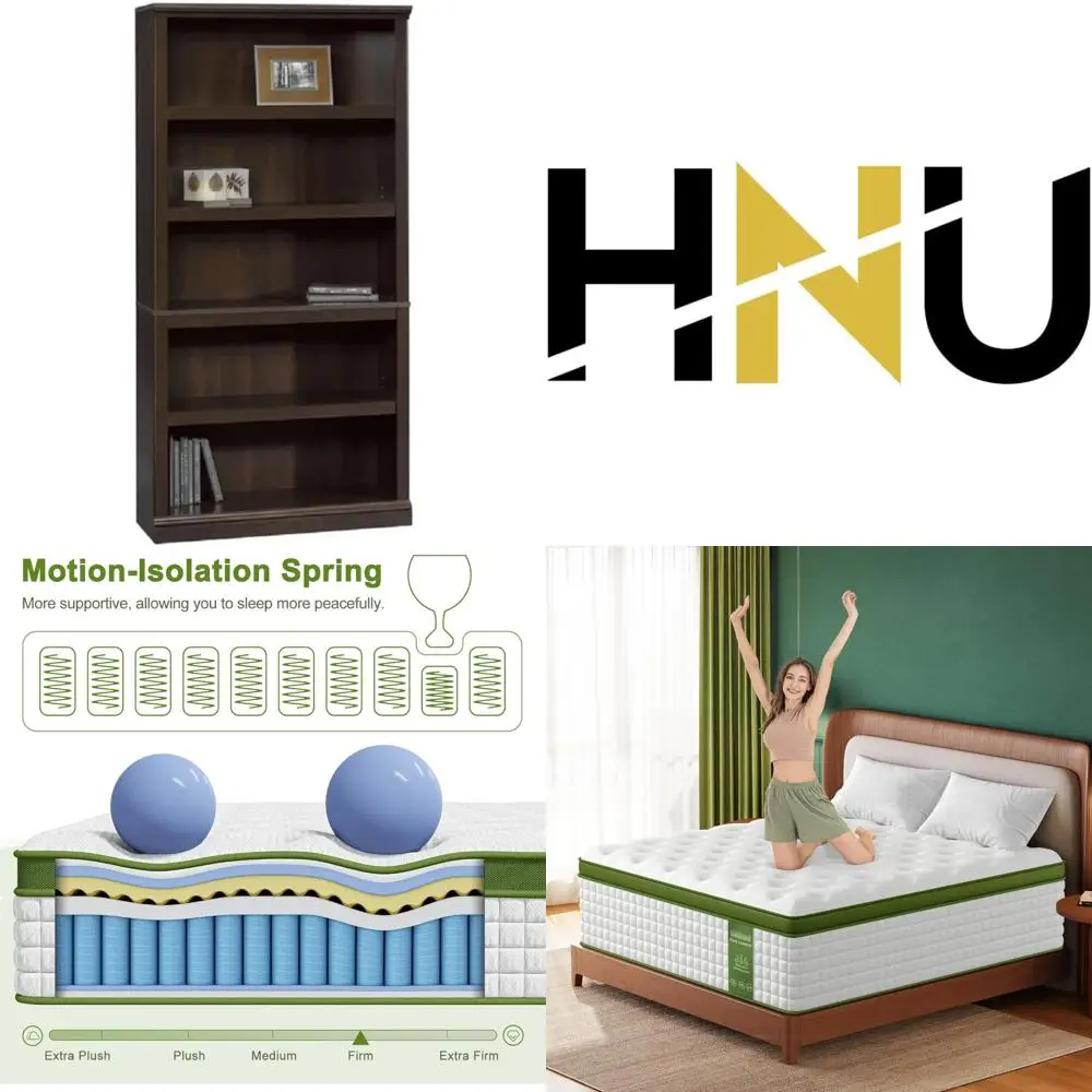 Stylish Five-Shelf Adjustable Brown Wood Bookshelf - 69.75 High x 35.25 Wide, Spacious and Decorative for All Seasons