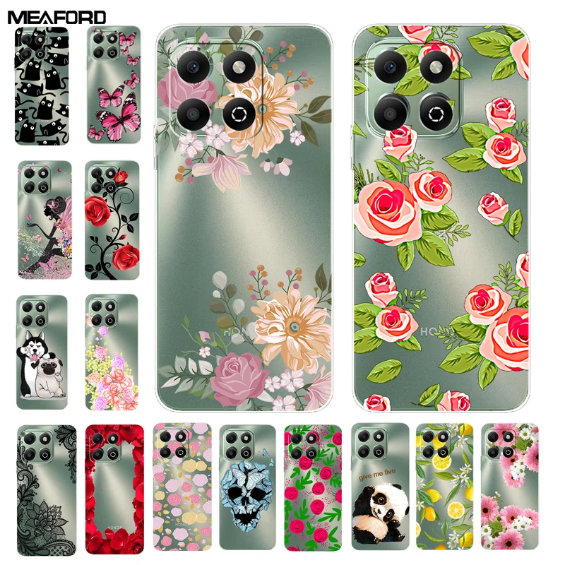 For Honor X6B 4G Case X6A X6 Flower Clear TPU Soft Transparent Silicone Back Cases for Honor X6A Phone Cover Honor x6 4G Coque