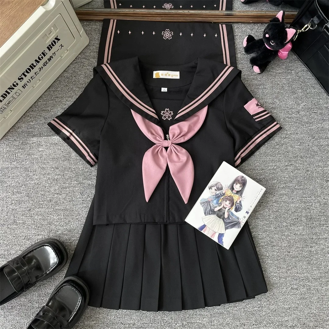 Black Sailor Fuku Jk School Uniform Sailor Clothes Tops Dress Cosplay Seifuku Japan Anime Women Schoolgirl Pleated Skirt Outfit