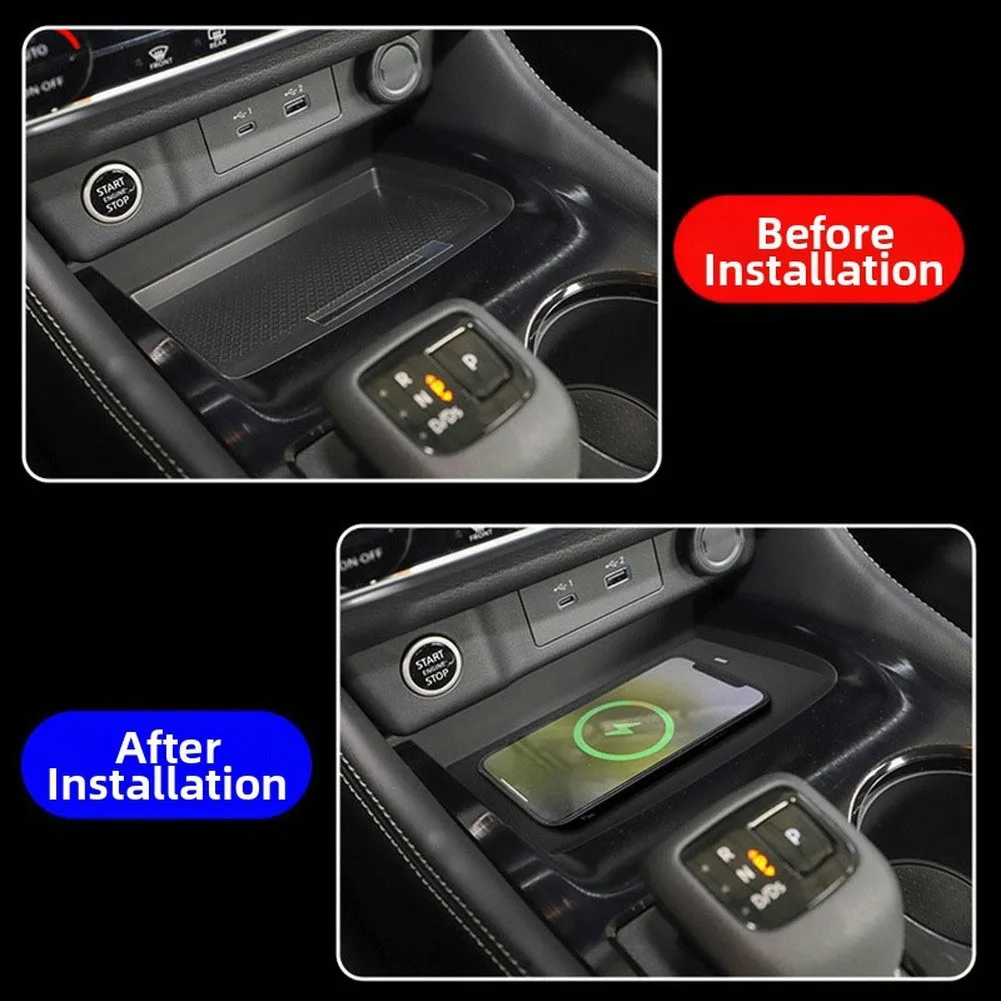 Black ABS Wireless Charging Pad for Nissan For X 2021 through 2026 Center Console 15W Output 12V Input Overheat Safe