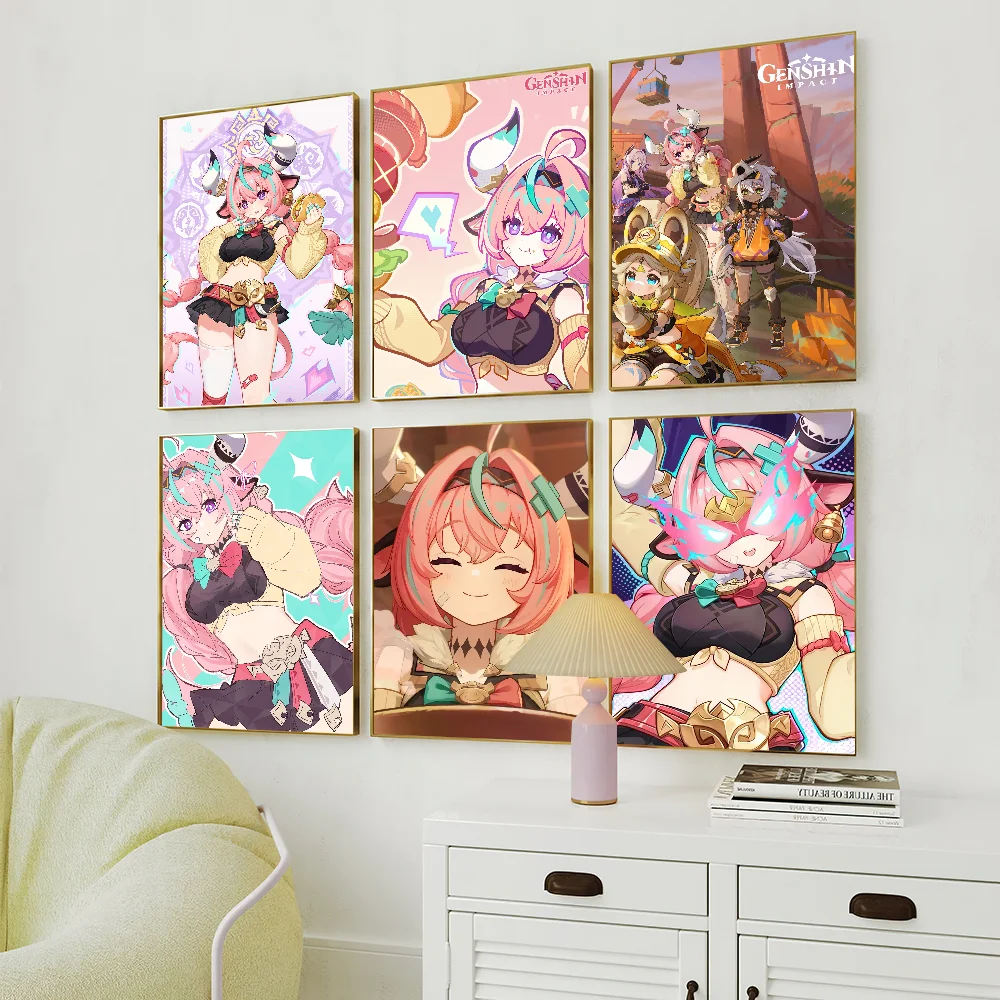 Video Game G-Genshin Varesa New Ox Poster Prints Wall Sticker  Decoration Painting Self Adhesive Bedroom Living Office Home Room