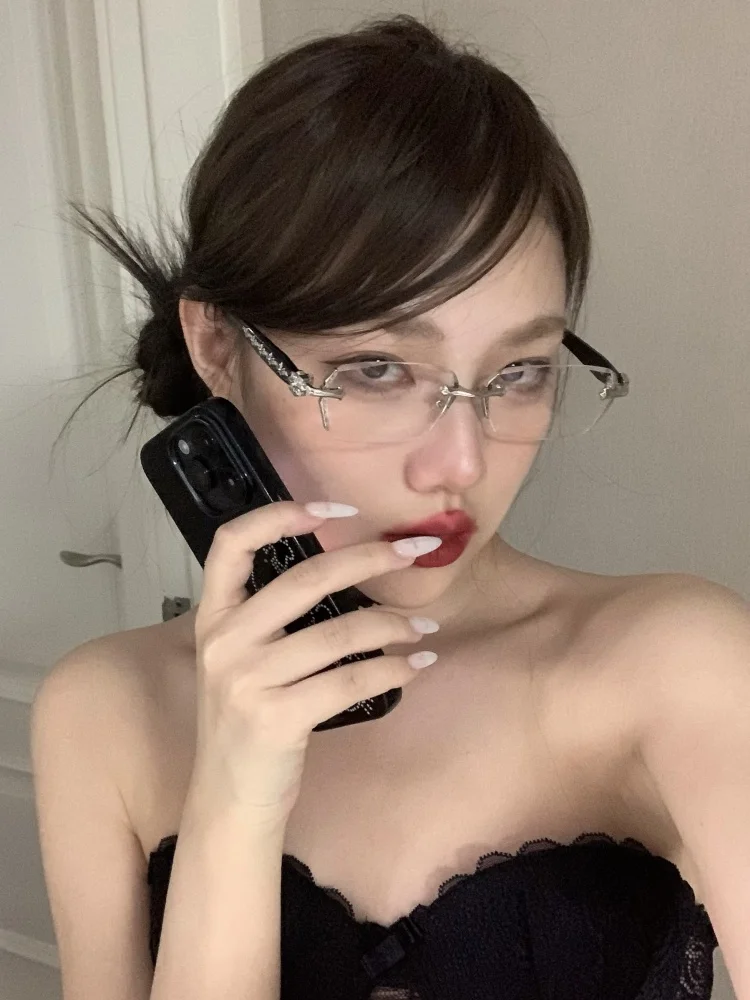 2025年ニューモデル-メタルフレームカットグラス-ブルーライトカット-ヴィンテージ-y2k-男女兼用-オプティカルグラス