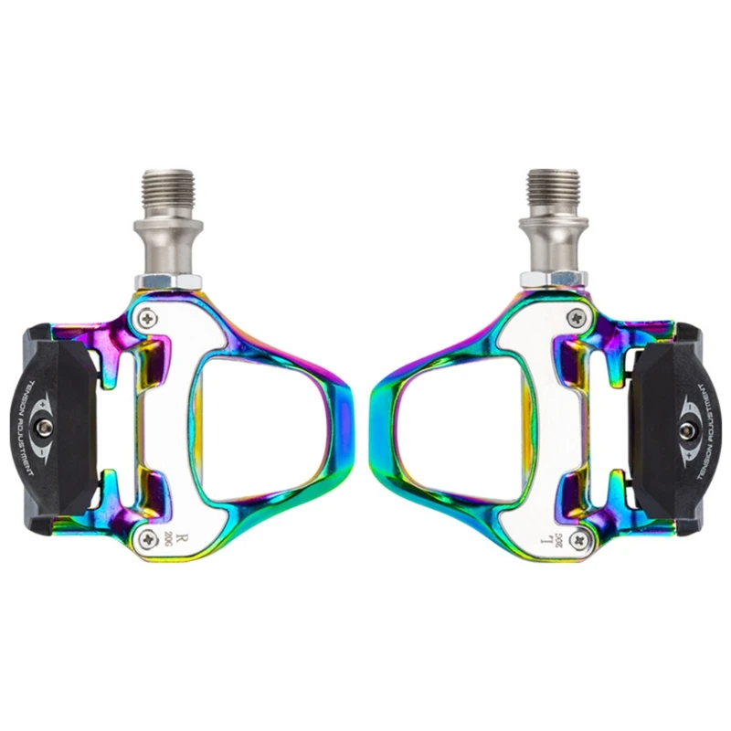 H0XE 1 Pair Bicycle Self-Locking Pedals Mountain Road Bike SPD-SL Clipless Pedals Colorful MTB Cycling Accessories