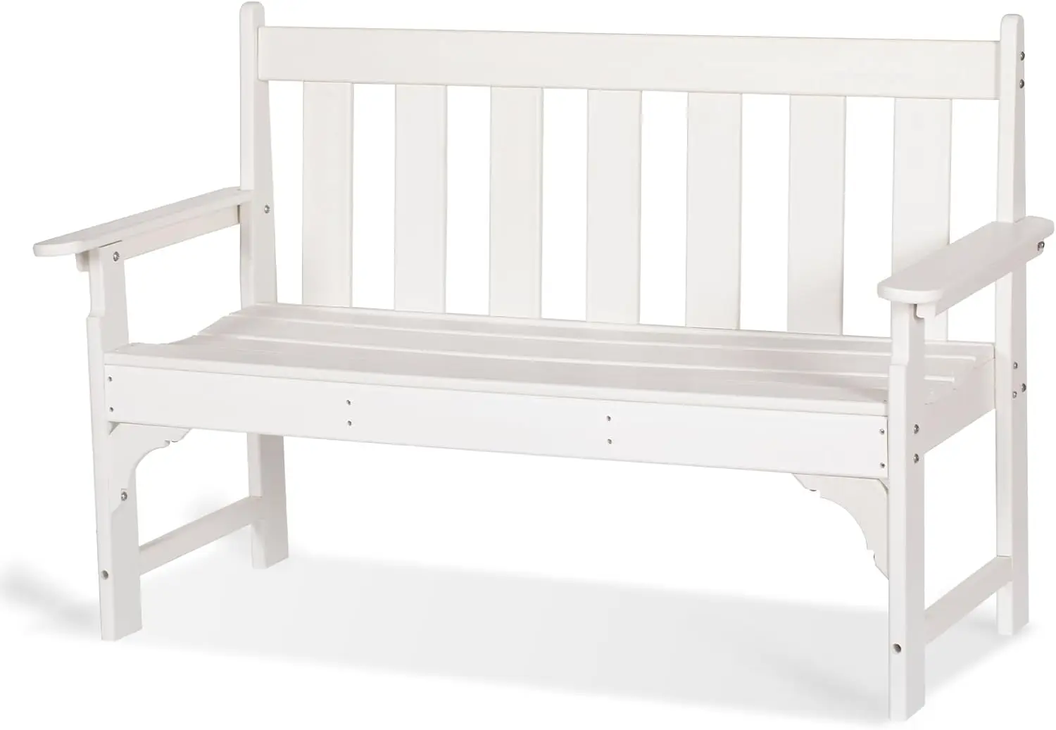 Weather Patio Bench Load up to 800 Lbs, 2-Person Garden Bench Rot-Proof Fade Proof for Patio, Porch, and Park (White)