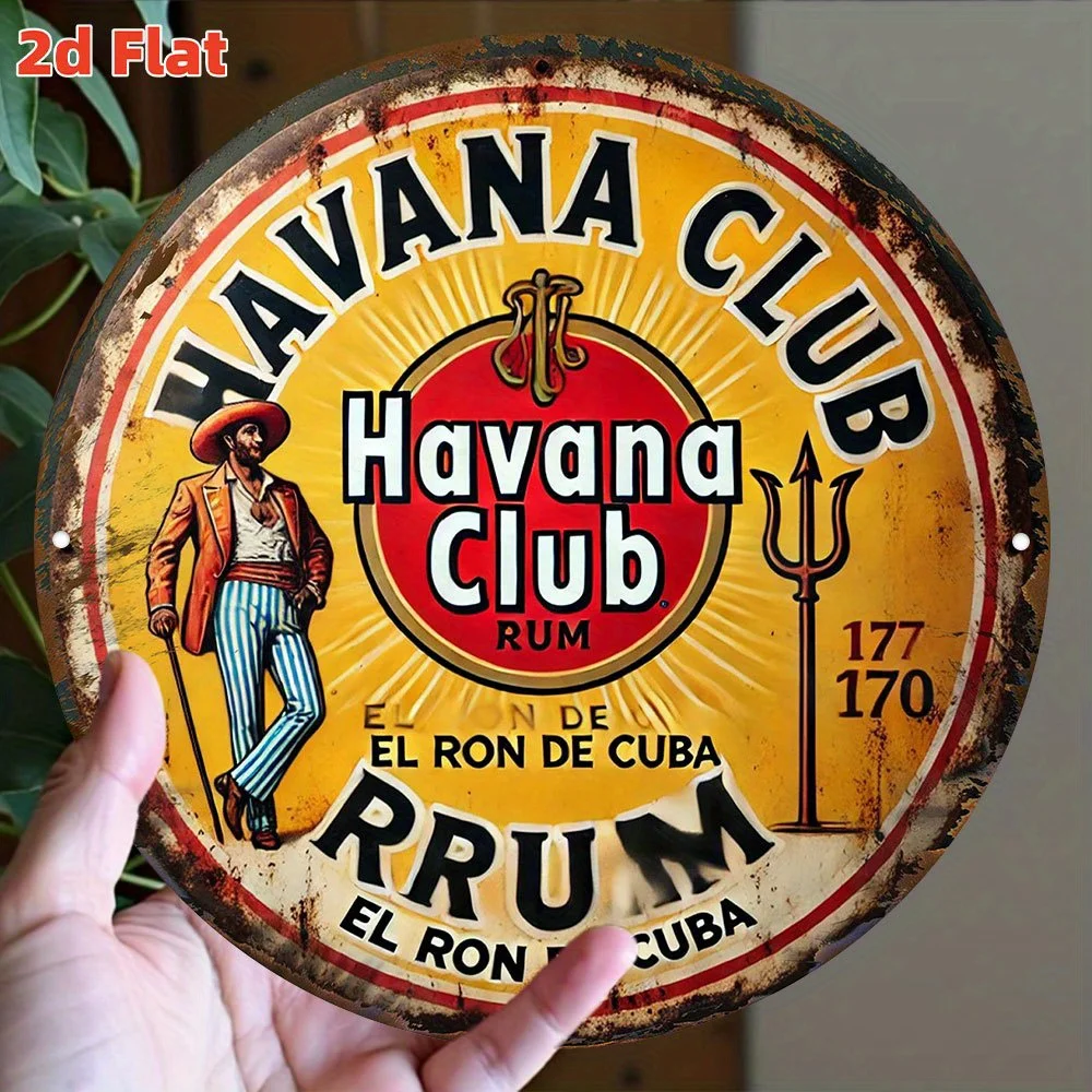 Rum Vintage Havana Club El Ron de Cuba, Diseño Retro Cubano con Ilustración de Caballero Cubano, Detalles de Tridente y Efecto 2D