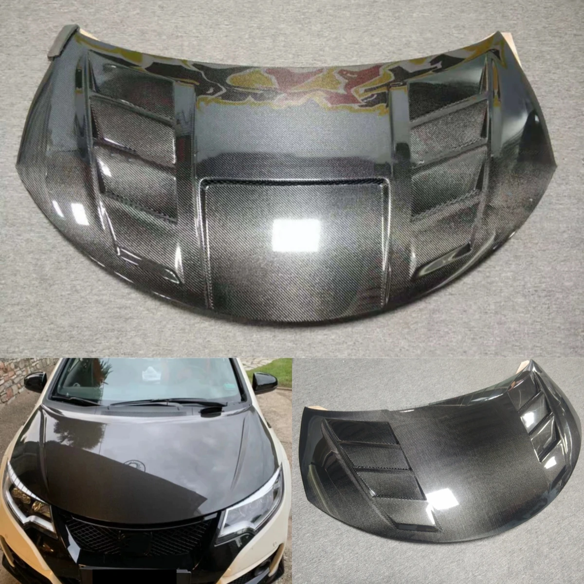 

Carbon Fiber Engine Cover for Honda civic Fk2 modified Bonnet Hood scoop Car Accessories