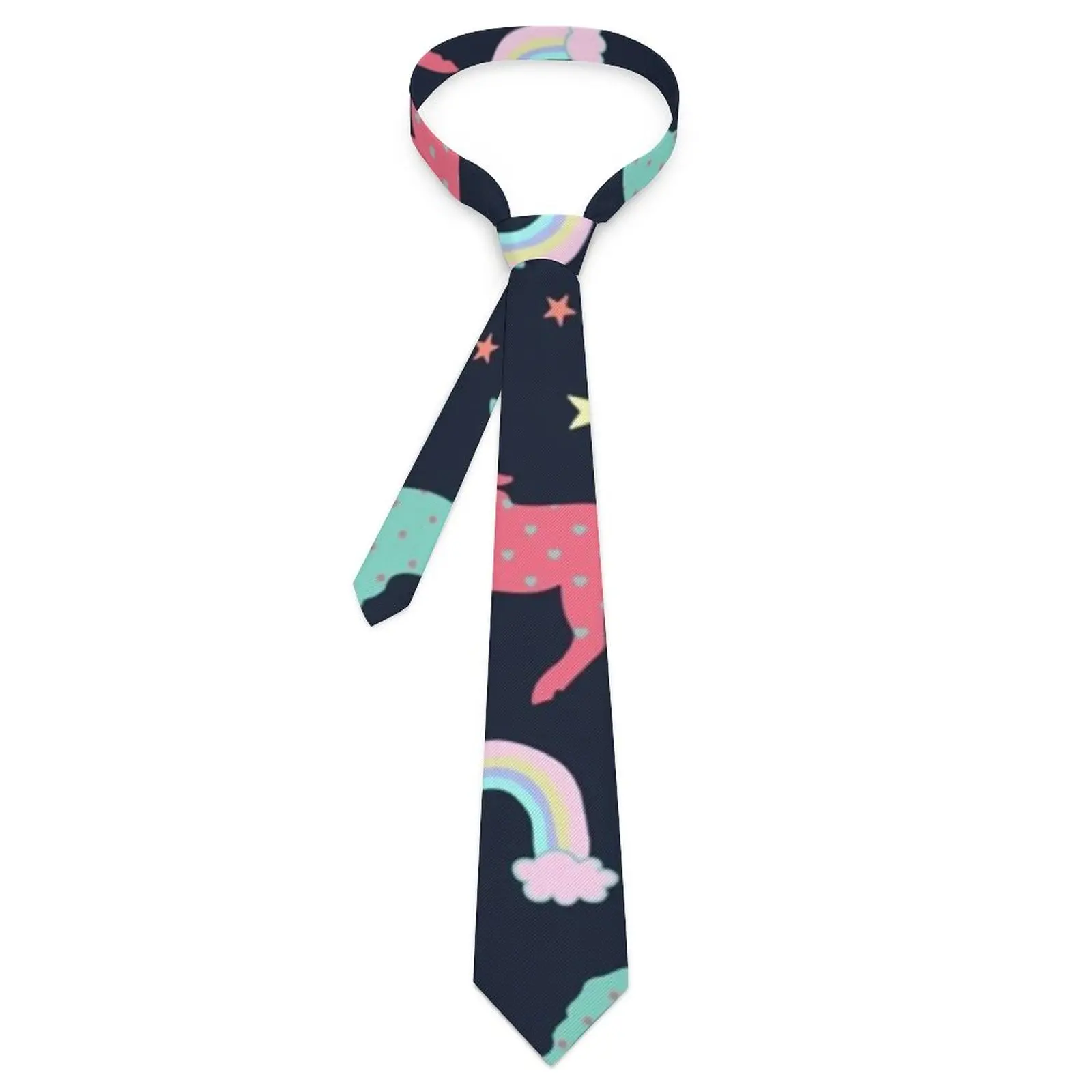 

Cute Unicorn Tie Rainbows Stars Print Classic Elegant Neck Ties For Unisex Adult Leisure Collar Tie Graphic Necktie Accessories