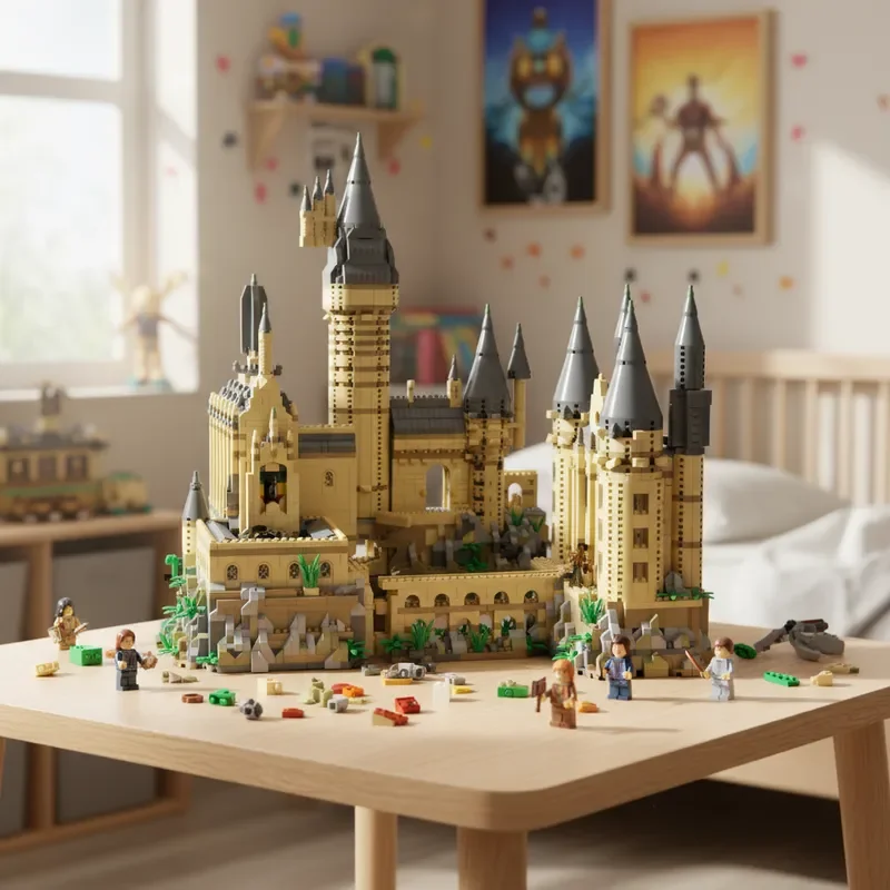 

MOC Волшебный замок Хогвартса, микро строительные блоки, креативный вид на улицу, архитектурная модель, комплект, детские подарки на Рождество и день рождения