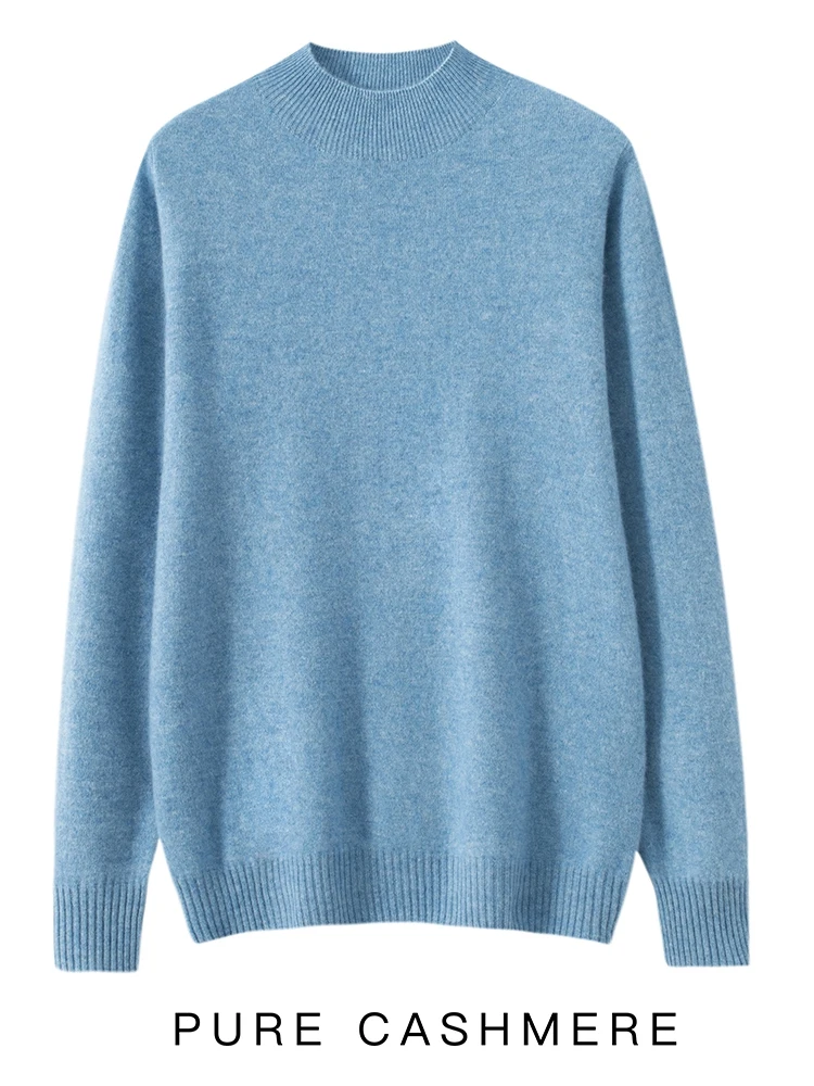 

Men's 100% Cashmere Sweater Mock Neck Pullover Basic Bottom Cashmere Sweater Autumn Winter Soft Warm Smart Casual Clothing Tops