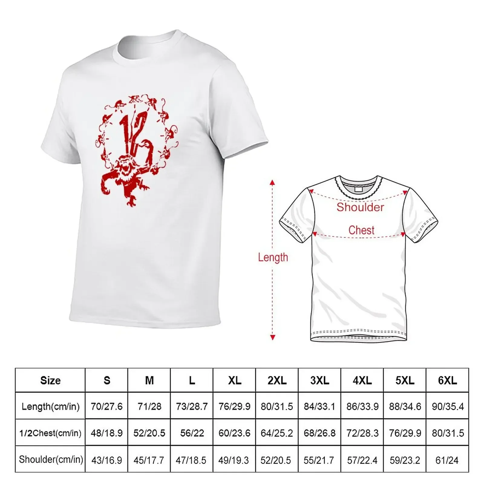 12 Monkeys - Terry Gilliam - Red on White T-Shirt quick-drying for a boy sublime mens champion t shirts