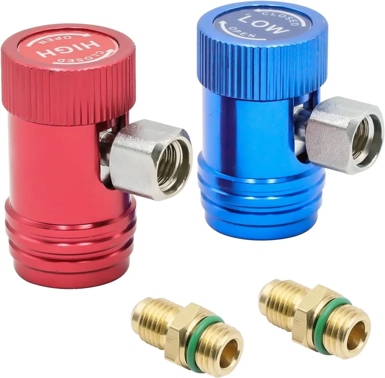 R1234yf Adapter, High/Low Pressure Side R1234yf Manual Quick Couplers Adapters for /C System Evacuation Recharging, 1/4