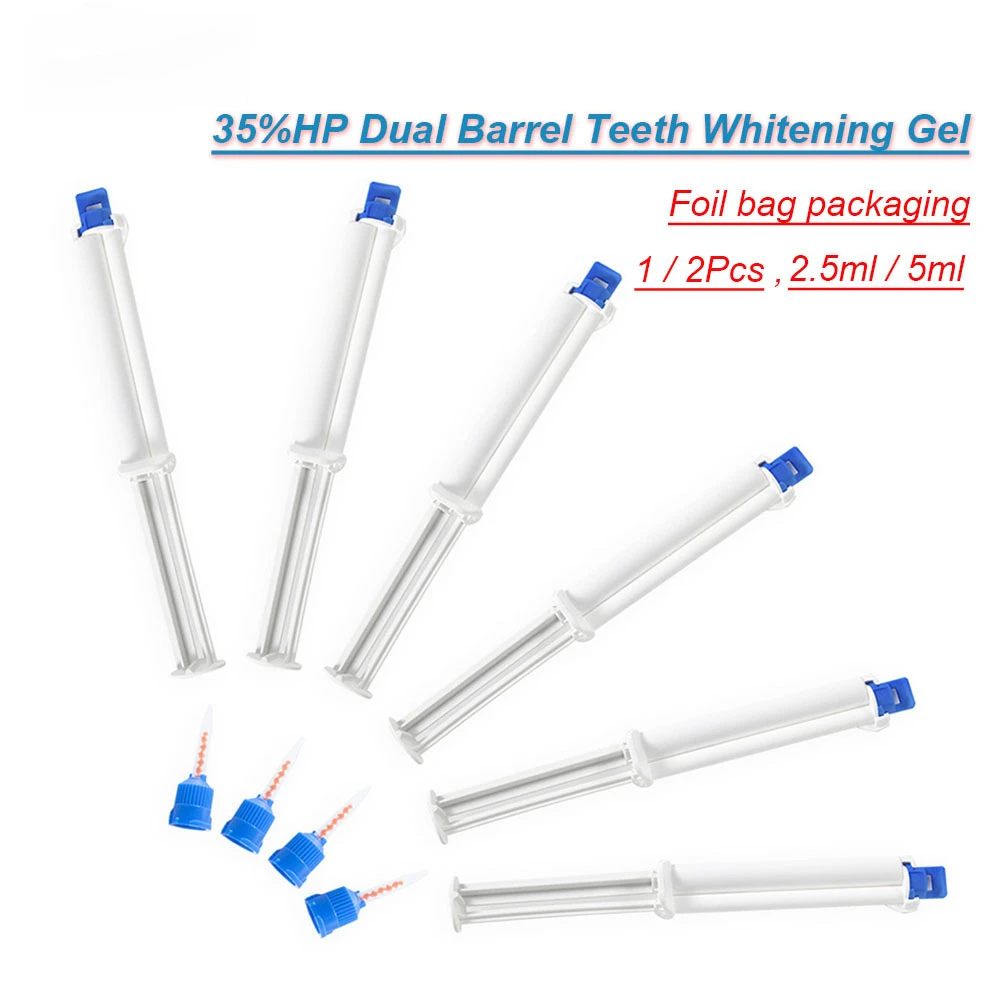 35% HP Dual Barrel Teeth Whitening Gel Dentist Clinic Gingival Barrier Dental Tooth Bleaching Whitener Hydrogen Peroxide 2.5/5ml