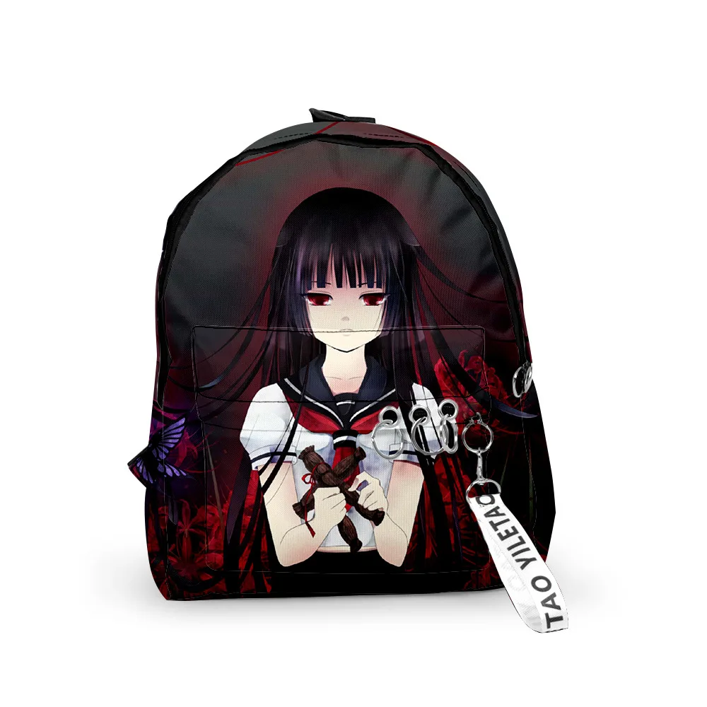 

Classic Hell Girl Backpacks Boys/Girls pupil School Bags 3D Print Keychains Oxford Waterproof Funny Cute Small Backpacks