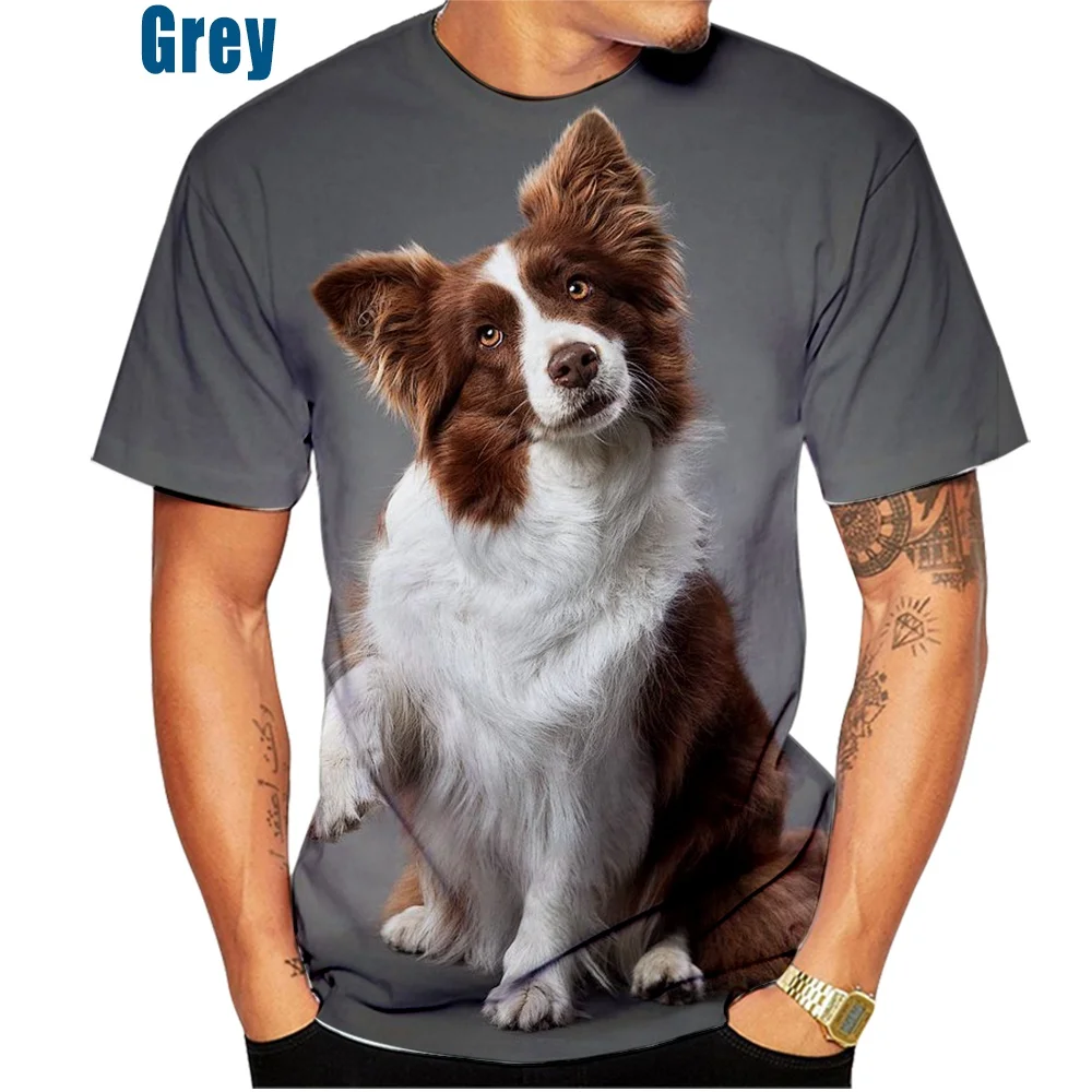 Unisex Cute Dog 3D-Druckmuster Top  Border Collie  T-Shirt Freizeitkleidung Sport T-Shirt