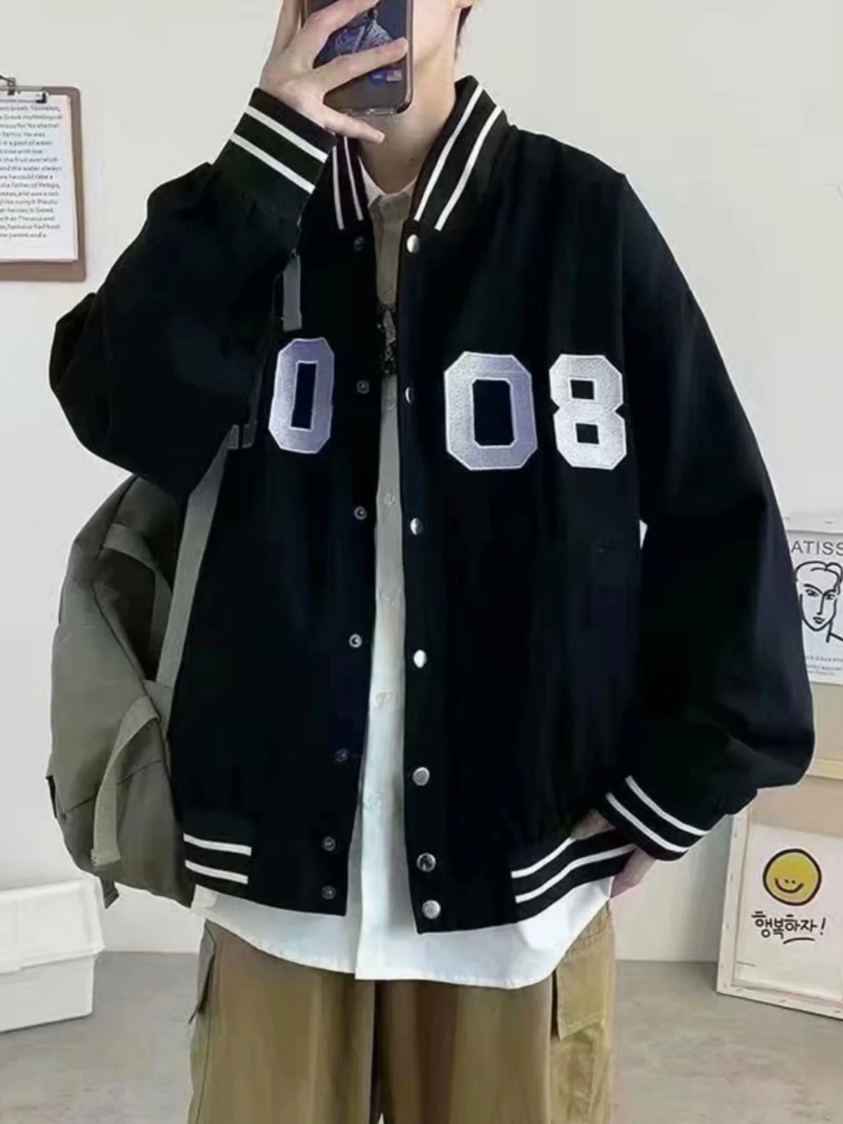 

Свободная повседневная бейсбольная куртка в американском стиле для мужчин, весенне-осенняя молодежная модная брендовая верхняя одежда для мальчиков-подростков High Street Haome