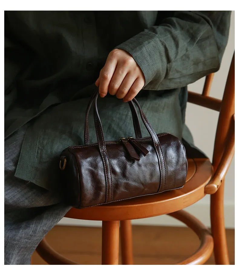 PNDME modische, lässige, handgefertigte Damenhandtasche aus erster Schicht Leder, schlichte, Vintage-Optik, echtes Leder, niedliche Mini-Umhängetasche für Damen – Detail 6