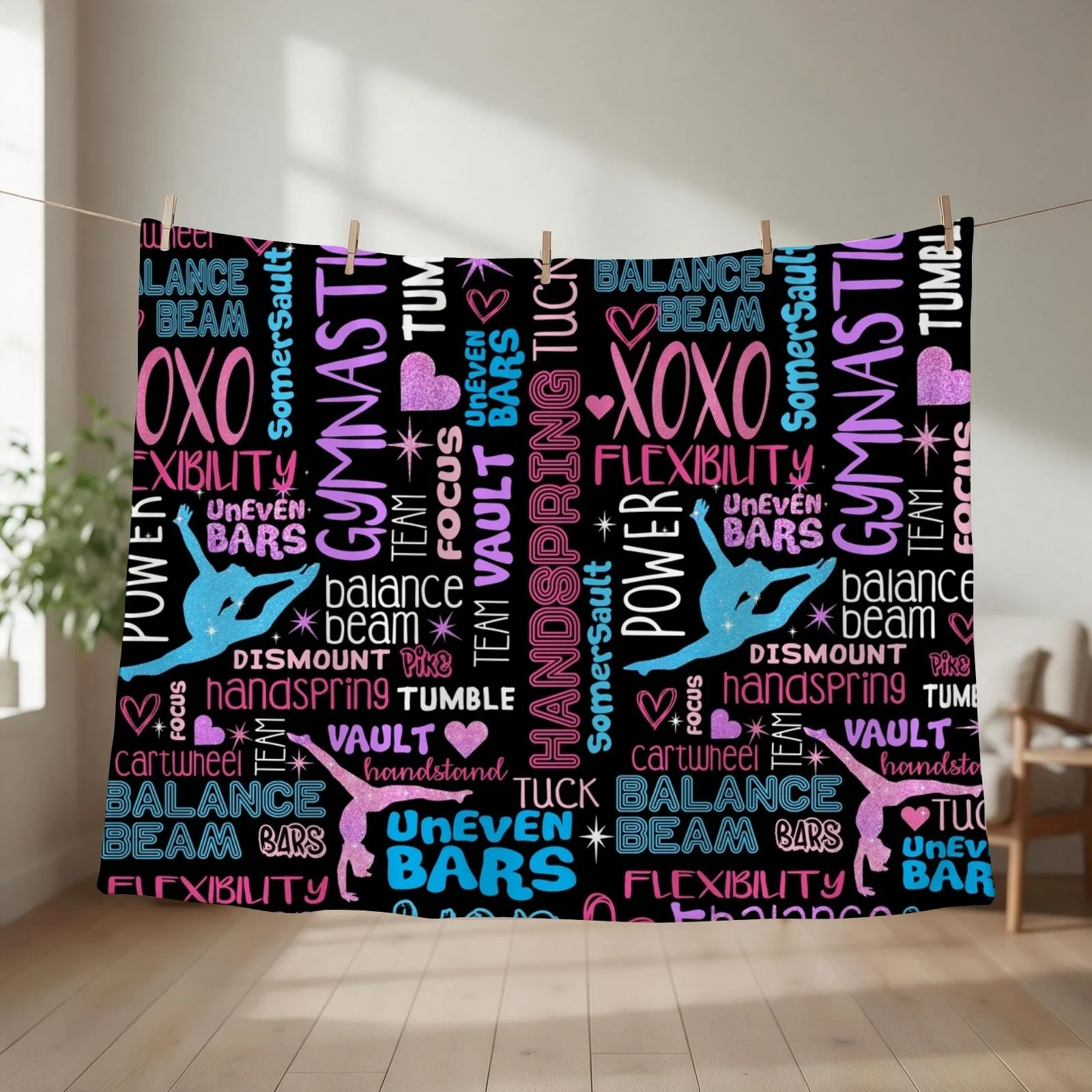 I love Gymnastics Throw Blanket Kid'S blankets ands for winter Flannel Fabric Blankets