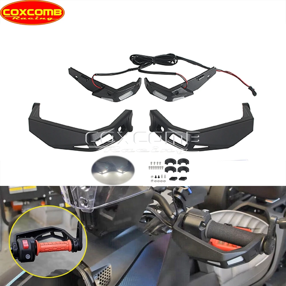 Hand Guard For Can Am Ryker 600 900 Sport ATV Hand Protector Aluminum Handlebar Handguards With LED Lights 219400998 2019-2023