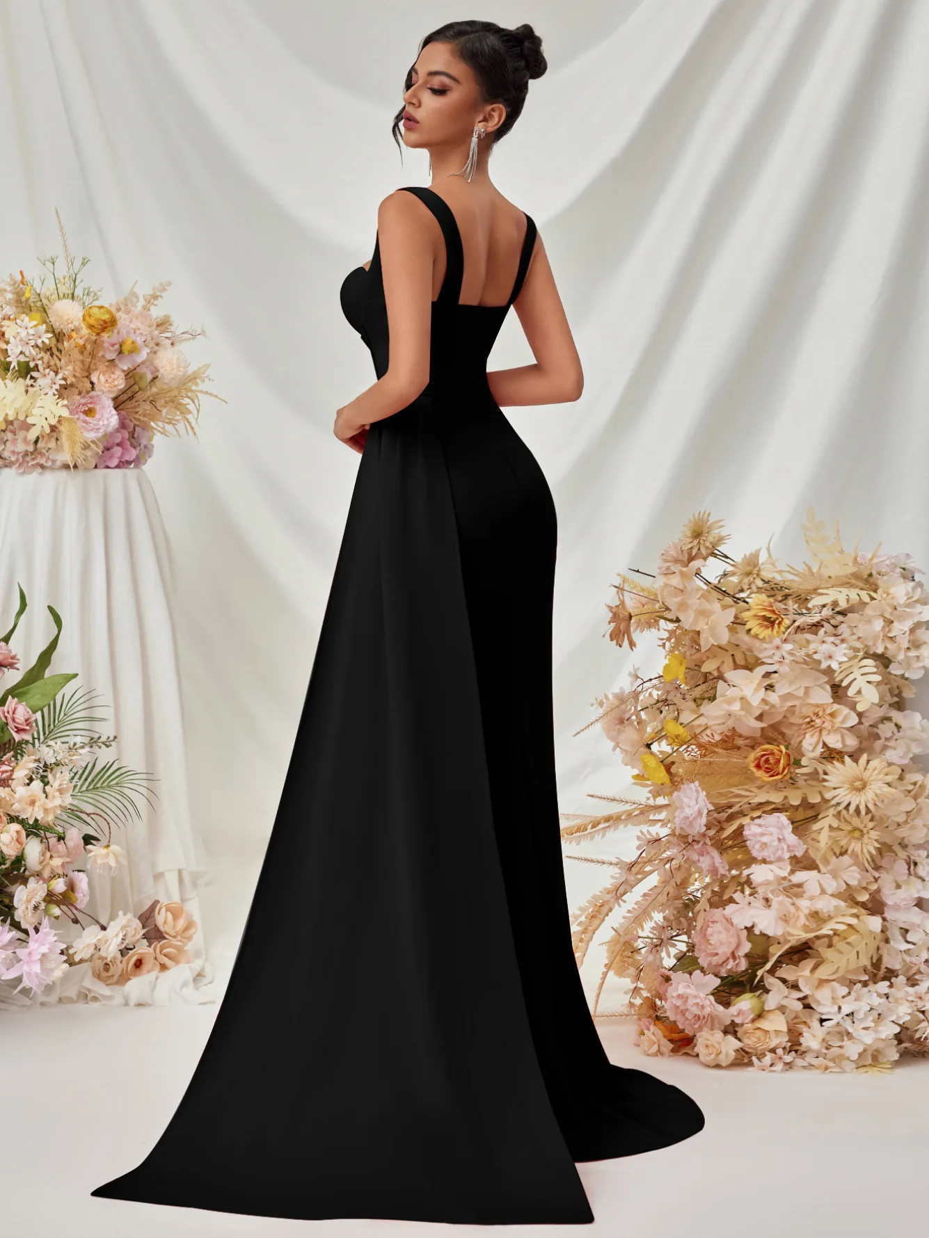 Nowa Elegancka Sukienka Maxi na Wesele dla Kobiet Wieczorowa Sukienka na Bal Formalna Sukienka Koktajlowa na Ramiączkach typu Spaghetti Dekolt w Serek Odzież Galowa Hot