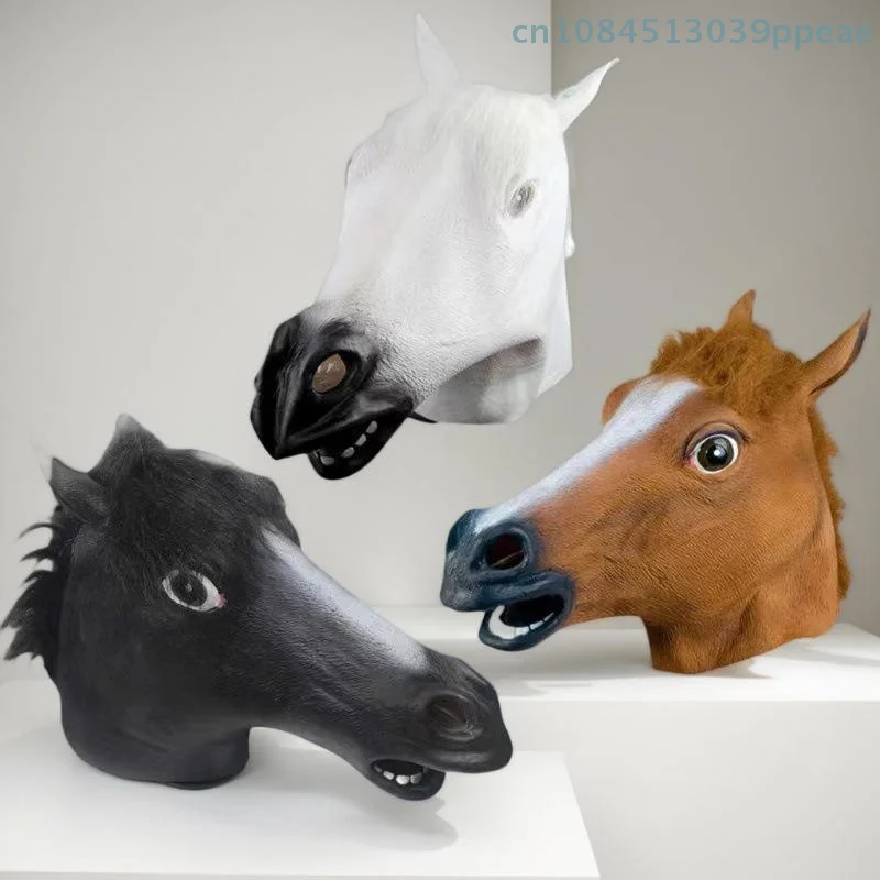 

1 шт., маска ужаса с животными, украшение «сделай сам», маска с головой лошади, карнавальный костюм, вечерние забавные головные уборы на Хэллоуин