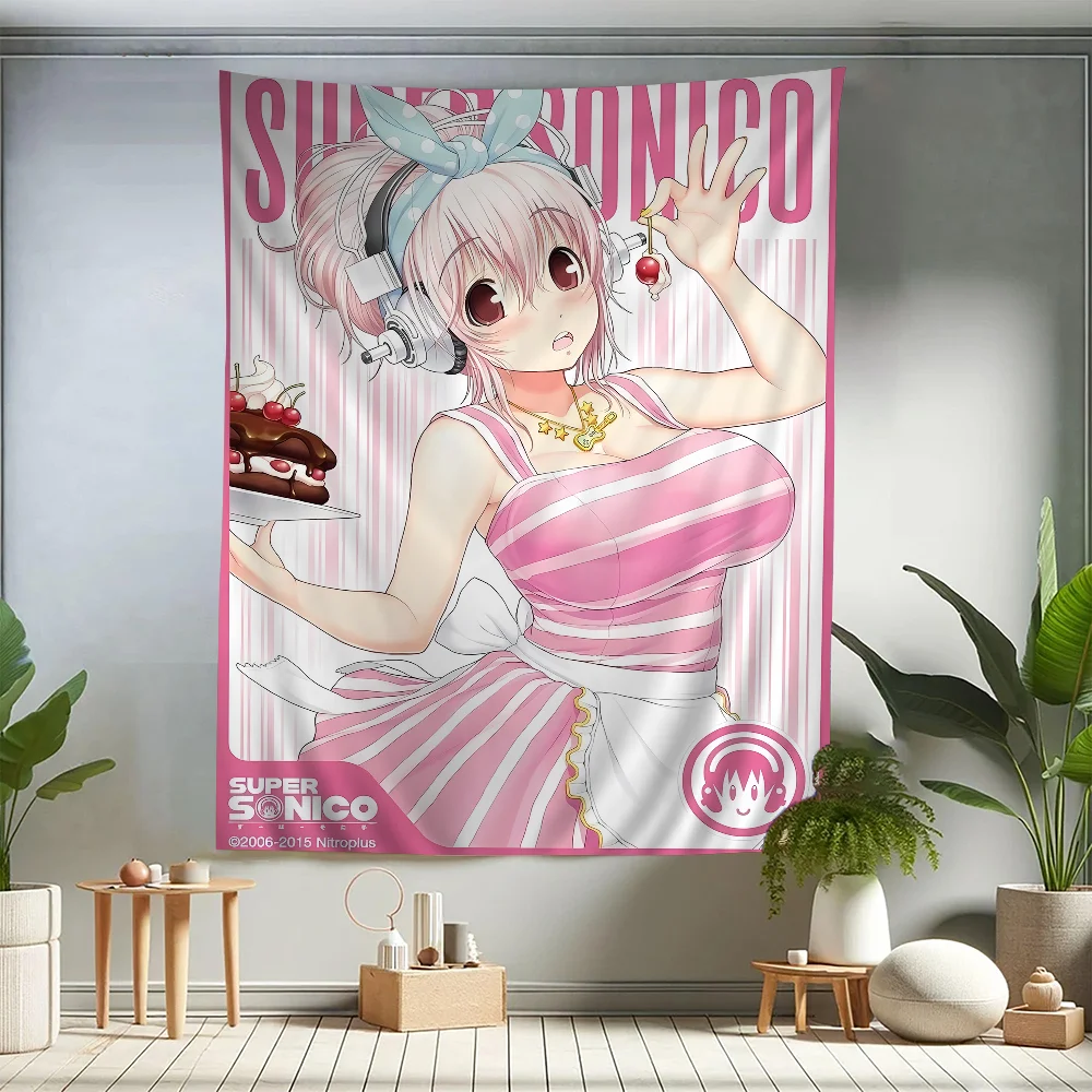 Super Sonico Manga Cartoon Tapestry Art Science Fiction Room Home Decor Wall Hanging Sheets