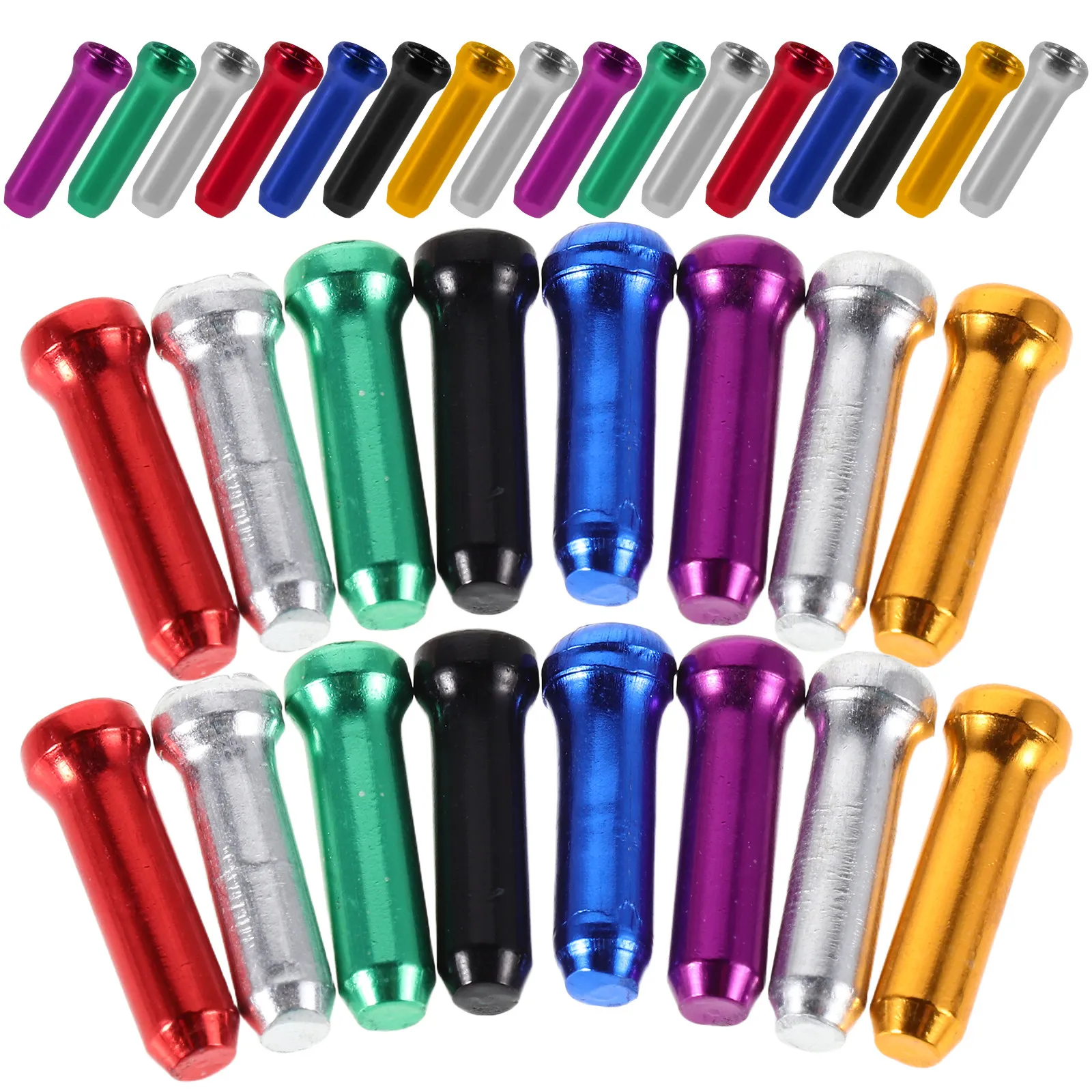 

80Pcs Bike Cable Ends Aluminum Alloy High Precision Machined Lightweight Cable End Caps for Mountain Bike Brake Gear Systems