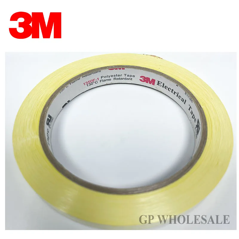 2 Rolls 9.5mm width 3M 1350F Yellow Electrical Polyester Film Tape, Insulating Mylar Tape 66M/Roll