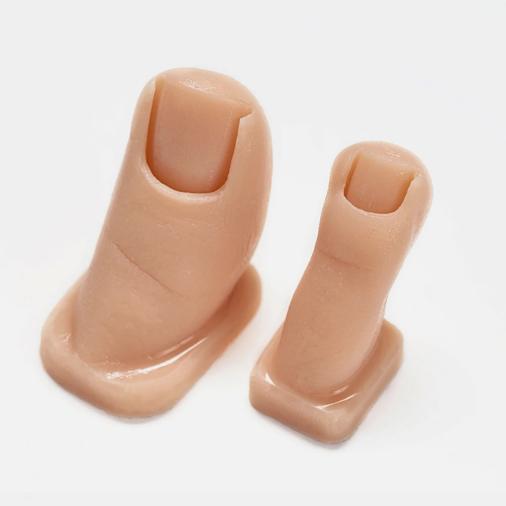 

2 Pieces Nail Practice Toes Pure Silicone Fingers Mannequin Fake Foot Hands for Painting Carving Skills Enhancement Nail