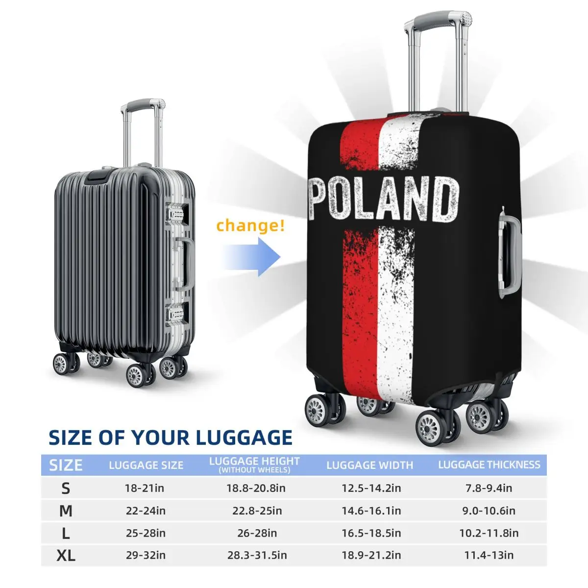مخصص بولندا العلم غطاء الأمتعة الأزياء البولندية فخر الوطنية حقيبة حامي يغطي دعوى لمدة 18-32 بوصة