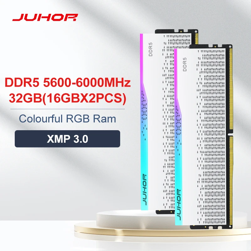 JUHOR RGB DDR5 16GBX2 5600MHz 6000MHz Computer Desktop Memory Dimm DDR5 16GB Memoria Ram