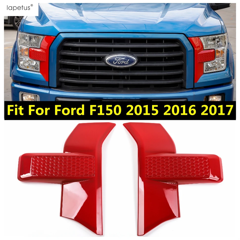 

Front Head Light Lamp Eyelid Eyebrow Bezel Decoration Cover Kit Trim ABS Red / Chrome Accessories For Ford F150 2015 2016 2017