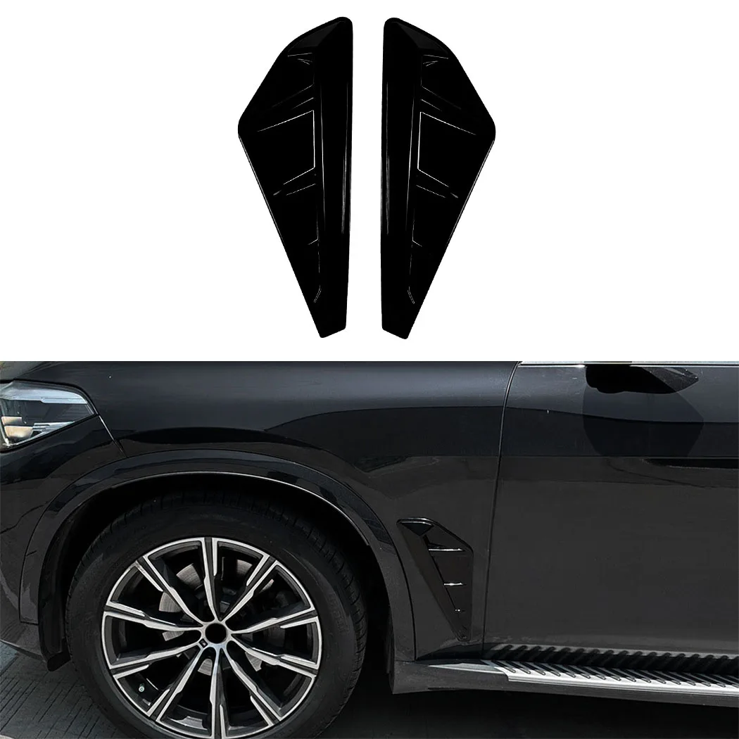 For BMW X5 G05 M Sport 2019-2022 Car Exterior Side Wing Air Flow Fender Grill Outlet Intake Vent Glossy Black Protective Trim