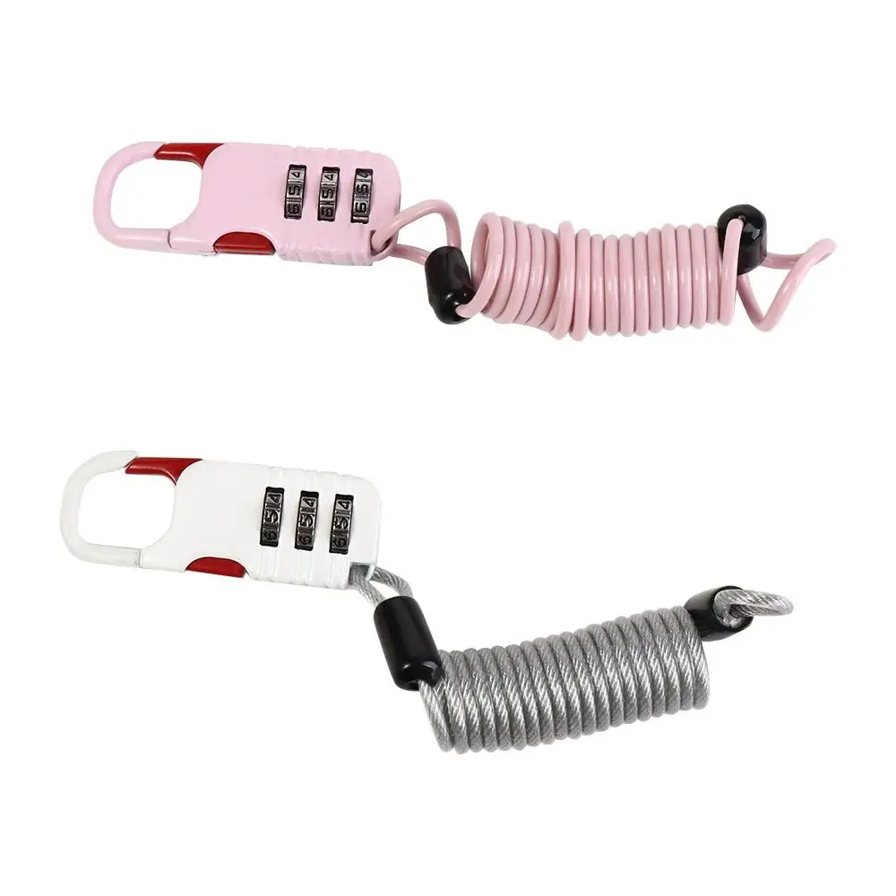 Three Digit Password Bicycle Rope Lock Combination Safety Cable Wire Rope Helmet Lock Anti Theft Motorcycle Wire Rope Black